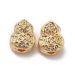 Brass Beads, Gourd, Real 18K Gold Plated, 8x6x4mm, Hole: 1.6mm and 1.4mm(KK-B074-42G)