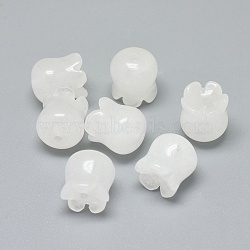 Natural White Jade Beads, Flower, 9~10x9~10.5mm, Hole: 1.4mm(G-F637-03K)