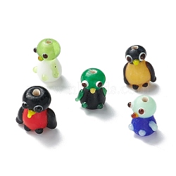 Handmade Lampwork Beads, Penguin, Mixed Color, 14~17x11~15x9~13mm, Hole: 2~2.5mm(LAMP-I025-01)