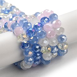 Glass Beads Strands, Faceted, Rondelle, Royal Blue, 10x8mm, Hole: 1mm, about 63~65pcs/strand, 19.2~20 inch(48~50cm)(EGLA-A034-M10mm-18)
