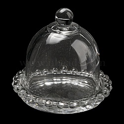 Glass Dome Cover, Decorative Display Case, Cloche Bell Jar Terrarium with Glass Base, for Cake, Clear, 94x86mm(DJEW-E012-01)