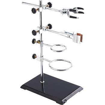 Laboratory Support Stand, with Rod, Lab Clamp, Flask Clamp, Condenser Clamp Stands, Lab Supplies, Platinum, 350mm