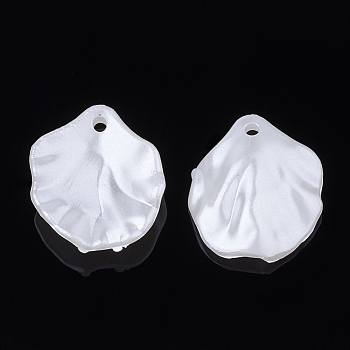 ABS Plastic Imitation Pearl Pendants, Petal, Creamy White, 17x15x4.5mm, Hole: 1.5mm