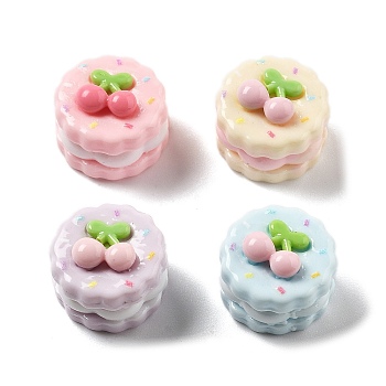 Cute Mini Cartoon Food Series Resin Cabochons, Mixed Color, Cake, 13~13.5x10.5mm