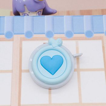 Lucky Heart PVC & Polyethylen Tape Measure, Soft Retractable Sewing Tape Measure, for Body, Sewing, Tailor, Cloth, Sky Blue, 55.5x51x21mm