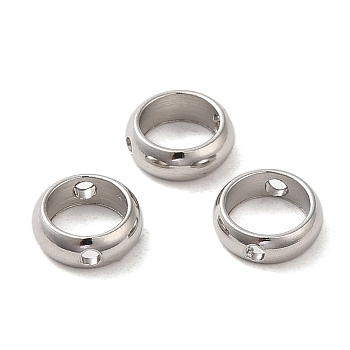 201 Stainless Steel Bead Frames, Ring, Stainless Steel Color, 7x2.5mm, Hole: 1mm