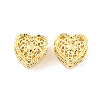 Valentine's Day Rack Plating Alloy European Beads, Large Hole Beads, Cadmium Free & Nickel Free & Lead Free, Heart, Golden, 11x12x7mm, Hole: 5.5x4.7mm