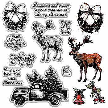 Plastic Stamps, for DIY Scrapbooking, Photo Album Decorative, Cards Making, Stamp Sheets, Deer, 160x110mm