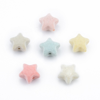 Opaque Resin Beads, Flocky Star, Mixed Color, 18.5x19.5x12mm, Hole: 2mm