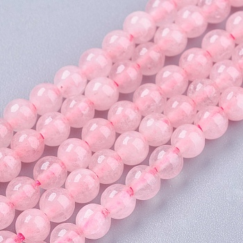 Natural Rose Quartz Bead Strands, Round, 4mm, Hole: 0.5mm, about 95pcs/strand, 14.9 inch