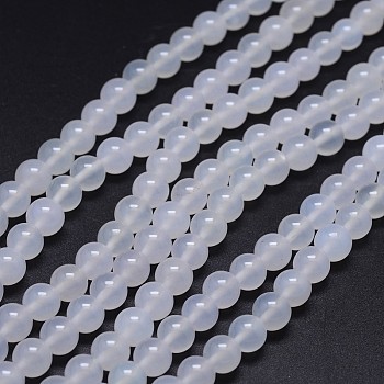 Grade A Natural Agate Round Beads Strands, Dyed, WhiteSmoke, 8mm, Hole: 1mm, about 48pcs/strand, 15.5 inch