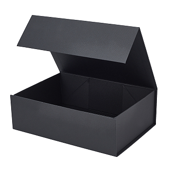 Paper Fold Boxes, Gift Wrapping Boxes, for Jewelry Candy Wedding Party Favors, Rectangle, Black, 8x11x3-5/8 inch(20.2x28x9.3cm)