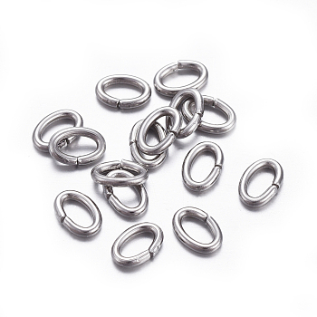 304 Stainless Steel Jump Rings, Open Jump Rings, Oval, Stainless Steel Color, 18 Gauge, 6x4x1mm, Inner Diameter: 2x4mm