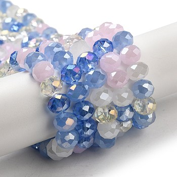 Glass Beads Strands, Faceted, Rondelle, Royal Blue, 10x8mm, Hole: 1mm, about 63~65pcs/strand, 19.2~20 inch(48~50cm)