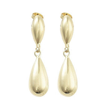 Teardrop Brass Dangle Stud Earrings, Long-Lasting Plated, Lead Free & Cadmium Free, Real 18K Gold Plated, 43x10.5mm