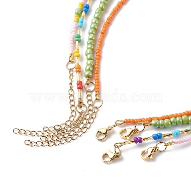 4Pcs 4 Style Glass Seed Imitatin Pearl Beaded Necklaces Set(NJEW-JN04012)-7