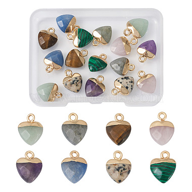 Light Gold Heart Mixed Stone Charms