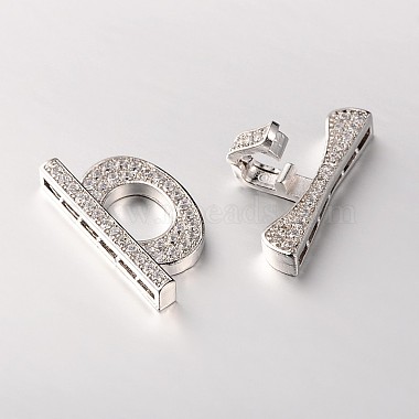 Brass Micro Pave Cubic Zirconia Fold Over Clasps(ZIRC-M045-P-RS)-3