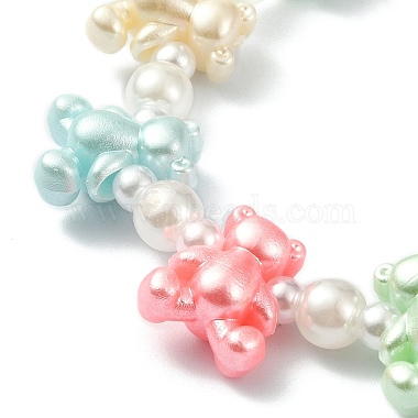 Симпатичные эластичные детские браслеты с милым акриловым мишкой и АБС-пластиком(BJEW-JB09475)-3