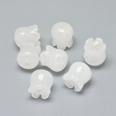 9mm White Flower White Jade Beads