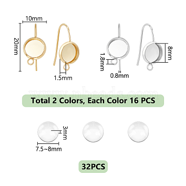 32Pcs 2 Colors 304 Stainless Steel Earring Hooks(STAS-UN0056-81)-3