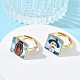 Brass Epoxy Cuff Open Rings for Women(RJEW-K264-17G)-2