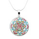Glass Mandala Flower Dome Pendant Necklace(MAND-PW0001-02B)-1