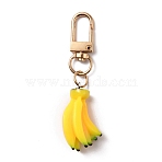 Fruit Keychain, Resin Pendant Keychain, with Iron Swivel Clasp, Banana Pattern, 7.2cm, pendant: 35.9x20x14.9mm(KEYC-WH0004-58G-07)