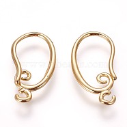 Brass Earring Hooks, with Horizontal Loop, Golden, 19x10.5x1.5mm, Hole: 1.5mm, Pin: 1mm(X-KK-L177-27G)