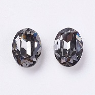 Imitation Austrian Crystal Glass Rhinestone, Grade A, Pointed Back & Back Plated, Oval, Black Diamond, 6x4x3mm(RGLA-K008-4x6-215)