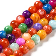 Dyed Natural Freshwater Shell Beads Strands, Round, Colorful, 5mm, Hole: 0.8mm, about 82pcs/strand, 14.96~15.04 inch(38~38.2cm)(SHEL-G014-05D-01)