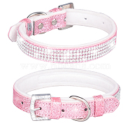 Adjustable Glittered Felt Pet Collars, Resin Rhinestone Cat Dog Choker Necklace, Pearl Pink, 510x25mm(ANIM-PW0004-17D-07)
