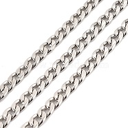 304 Stainless Steel Cuban Link Chains, Unwelded, with Spool, Stainless Steel Color, 7x5x1.5mm, about 32.81 Feet(10m)/Roll(CHS-K016-02A-P)