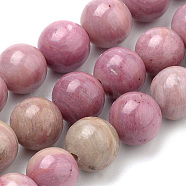 Natural Rhodonite Beads Strands, Round, 8mm, Hole: 1mm, about 47pcs/strand, 15.7 inch(G-S259-08-8mm)