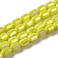 Electroplate Glass Beads Strands, Faceted, AB Color, Column, Yellow, 4x5~6mm, Hole: 1mm, about 80pcs/strand, 18.11''(46cm)(EGLA-D031-01I)