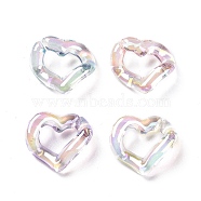 UV Plating Transparent Acrylic Linking Rings, Quick Link Connectors, Twisted Heart, for Curb Chain Making, Mixed Color, 20x18.5x4.5mm, Inner Diameter: 10x8.5mm(TACR-P004-02)