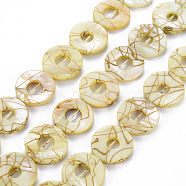 Natural Freshwater Shell Beads Strands, Dyed and Drawbench, Ring, Champagne Yellow, 20~21x2~3mm, Hole: 0.6mm, about 20~21pcs/strand, 15.94 inch(40.5cm)(SHEL-N026-168C)
