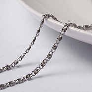 304 Stainless Steel Lumachina Chains, Unwelded, with Spool, Stainless Steel Color, 4.5x2x0.5mm, about 32.8 Feet(10m)/roll(CHS-H007-28P)