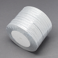 Glitter Metallic Ribbon, Sparkle Ribbon, DIY Material for Organza Bow, Double Sided, Silver, 1/4 inch(6mm)(ORIB-TA0001-01S)