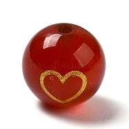 Natural Carnelian Beads, Round with Gole Color Heart, 8.5x8mm, Hole: 1mm(G-M406-02)