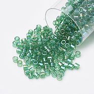 MIYUKI Delica Beads Medium, Cylinder, Japanese Seed Beads, (DB0152) Transparent Green AB, 10/0, 1.7x2.2mm, Hole: 1mm, about 10800pcs/bag, 100g/bag(SEED-S014-DBM-0152)