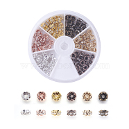 Brass Rhinestone Spacer Beads, Grade AAA, Wavy Edge, Nickel Free, Mixed Metal Color, Rondelle, Crystal, 6x3mm, Hole: 1mm, 20pcs/color, 6colors, 120pcs/box(RB-JP0002-10-NF)