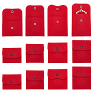 AHADERMAKER 12Pcs 4 Styles Portable Felt Card Cover Bag, with Iron Snap Button, Rectangle, FireBrick, 7.6~11.7x8.8~10.3cm, 3pcs/style(ABAG-GA0001-21A)