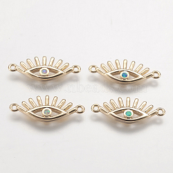 Brass Links connectors, with Synthetic Opala, Eye, Golden, Mixed Color, 7x20x2mm, Hole: 1mm(KK-I613-20G)