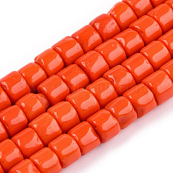 Opaque Solid Glass Bead Strands, Column, Orange Red, 5~5.5x4~4.5mm, Hole: 1.4mm, about 95~99pcs/strand, 15.28 inch~39.3 inch(38.8~39.3cm)(X-GLAA-N047-09-F02)