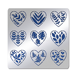 Leaf Theme Stainless Steel Metal Stencils, for DIY Scrapbooking/Photo Album, Decorative Embossing DIY Paper Card, Matte Stainless Steel Color, Heart Pattern, 156x156x0.5mm(DIY-WH0279-182)