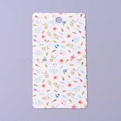 Cardboard Earring Display Cards, Rectangle with Flower Pattern, White, 9x5x0.04cm, Hole: 1.5mm(CDIS-F003-04A)