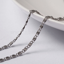 304 Stainless Steel Lumachina Chains, Unwelded, with Spool, Stainless Steel Color, 4.5x2x0.5mm, about 32.8 Feet(10m)/roll(CHS-H007-28P)