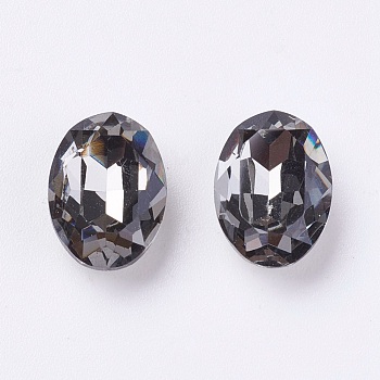 Imitation Austrian Crystal Glass Rhinestone, Grade A, Pointed Back & Back Plated, Oval, Black Diamond, 6x4x3mm