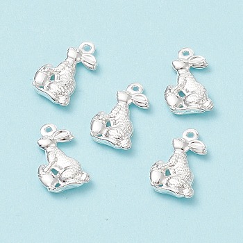 Easter 304 Stainless Steel Pendants, Easter Bunny, Silver, 18x10x3.5mm, Hole: 1mm